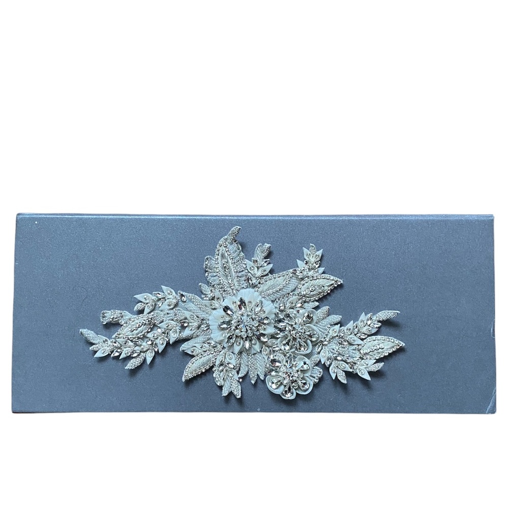 NEW Bridal Beaded Belt Appliqué Ivory Silver